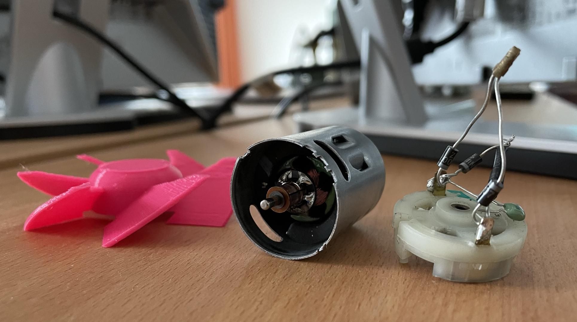 Disassembled hairdryer