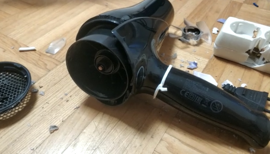 Slightly disassembled hairdryer