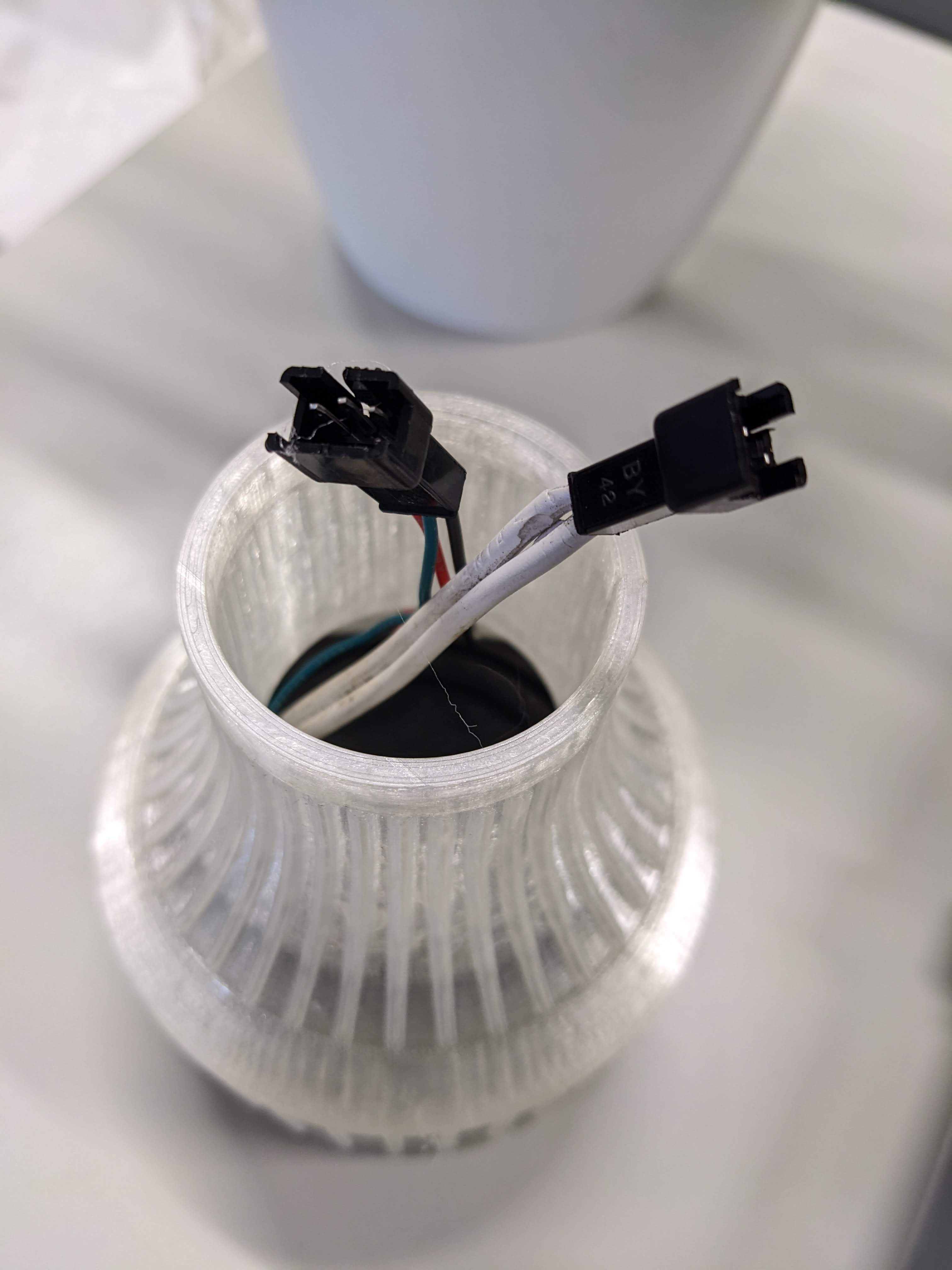 Connectors of the speaker and LED ring